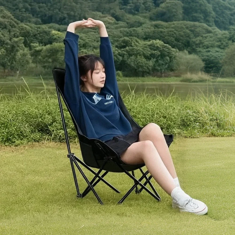 캠프텐버 아웃도어 릴렉스 접이식 캠핑 의자, 1개, 블랙
